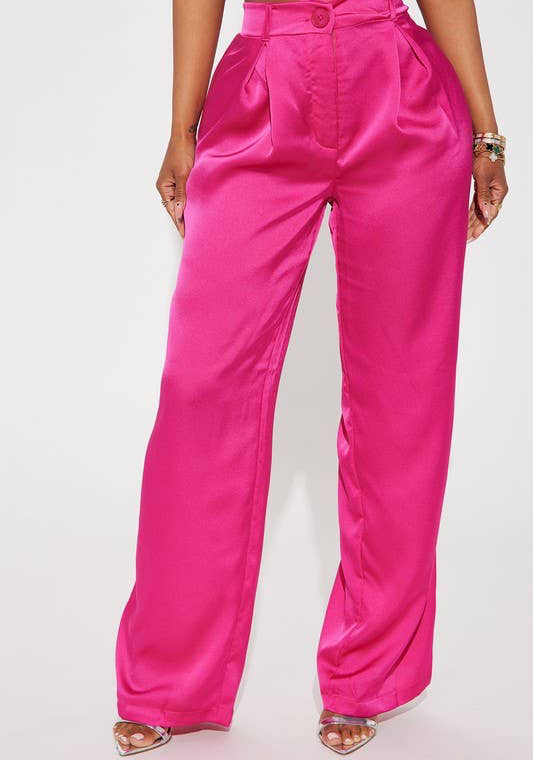 “Love of Christ” Satin Wide Leg Pants - Pink
