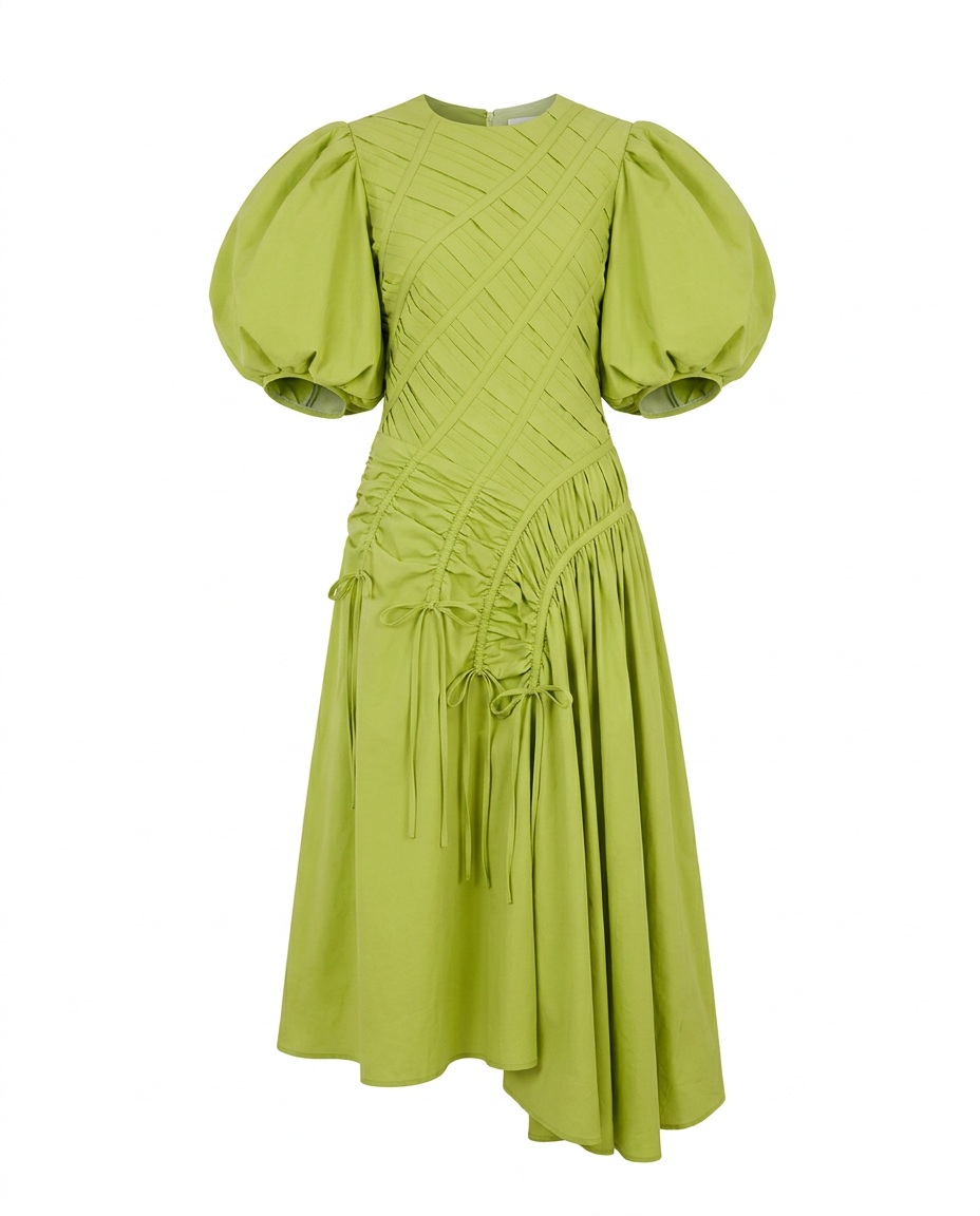 The Phoebe Pleated Puff Sleeve Dress