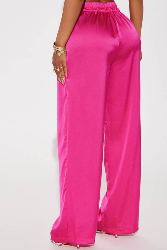 “Love of Christ” Satin Wide Leg Pants - Pink