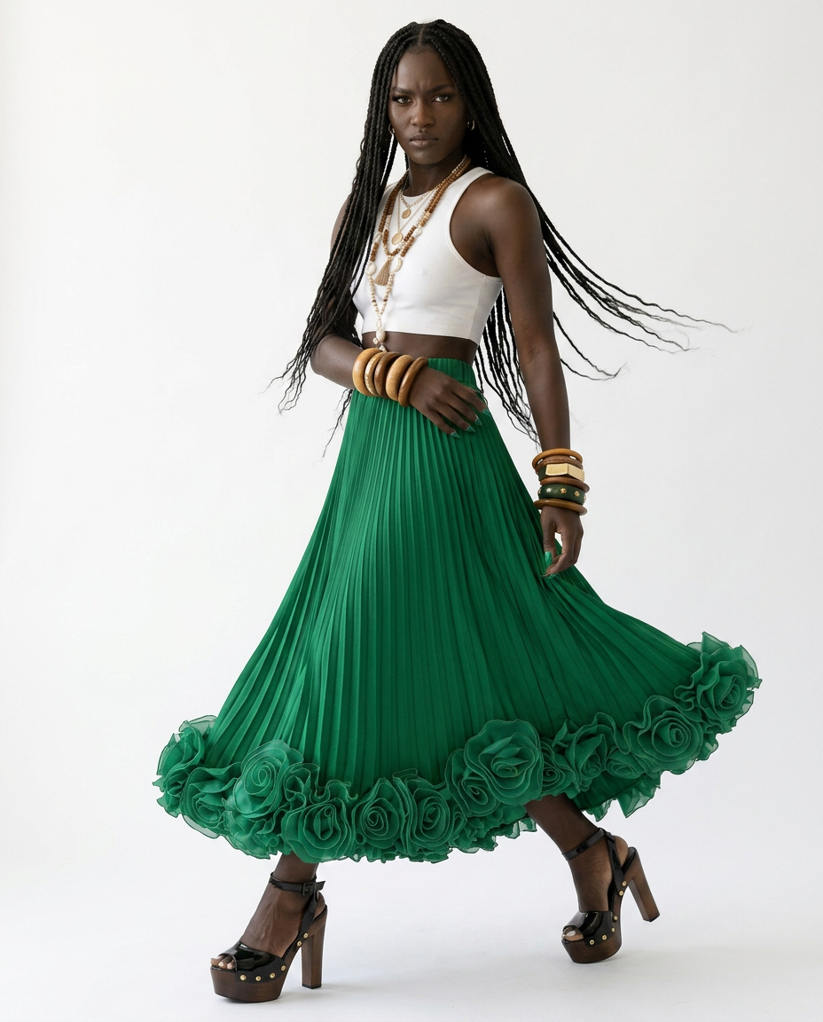 The Rose of Sharon Pleated Maxi Skirt