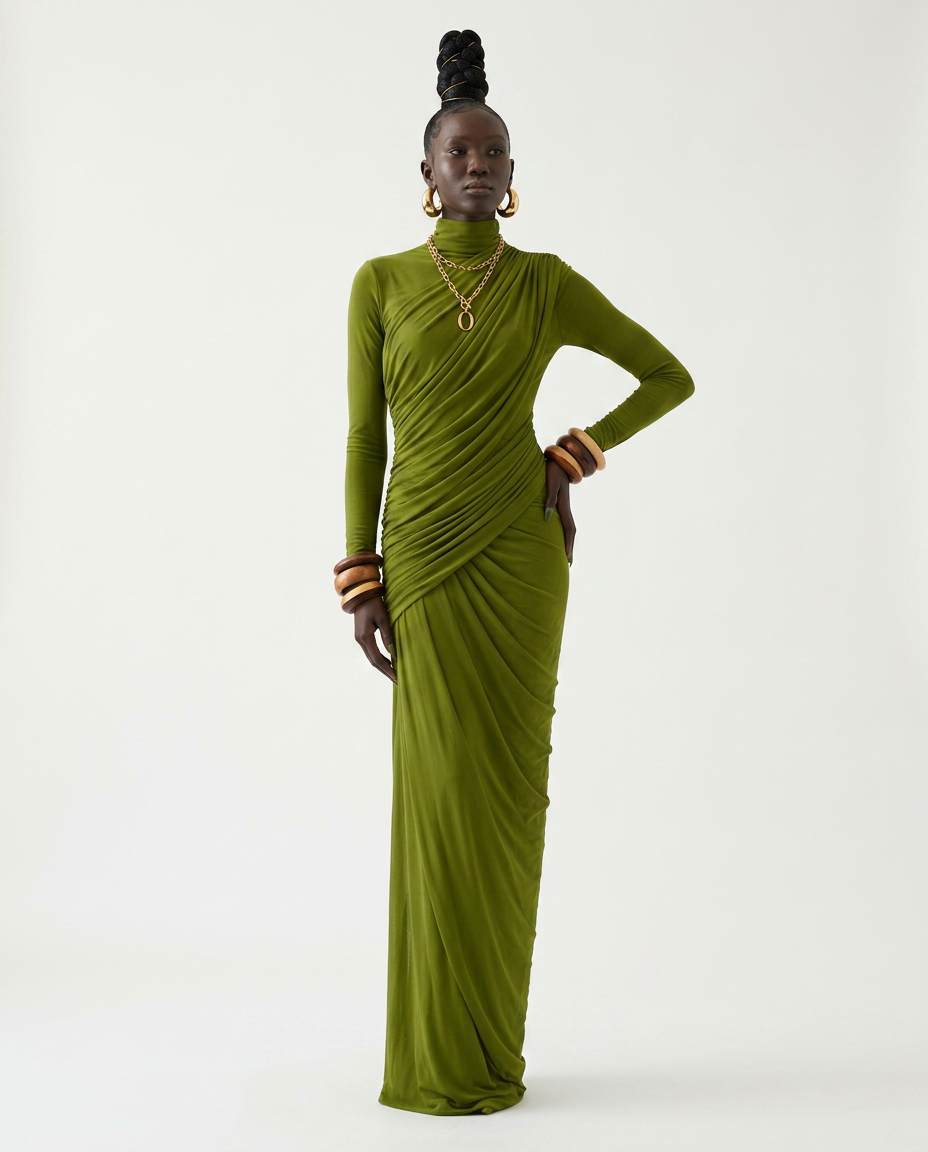 The Joanna Asymmetric Draped Maxi Gown