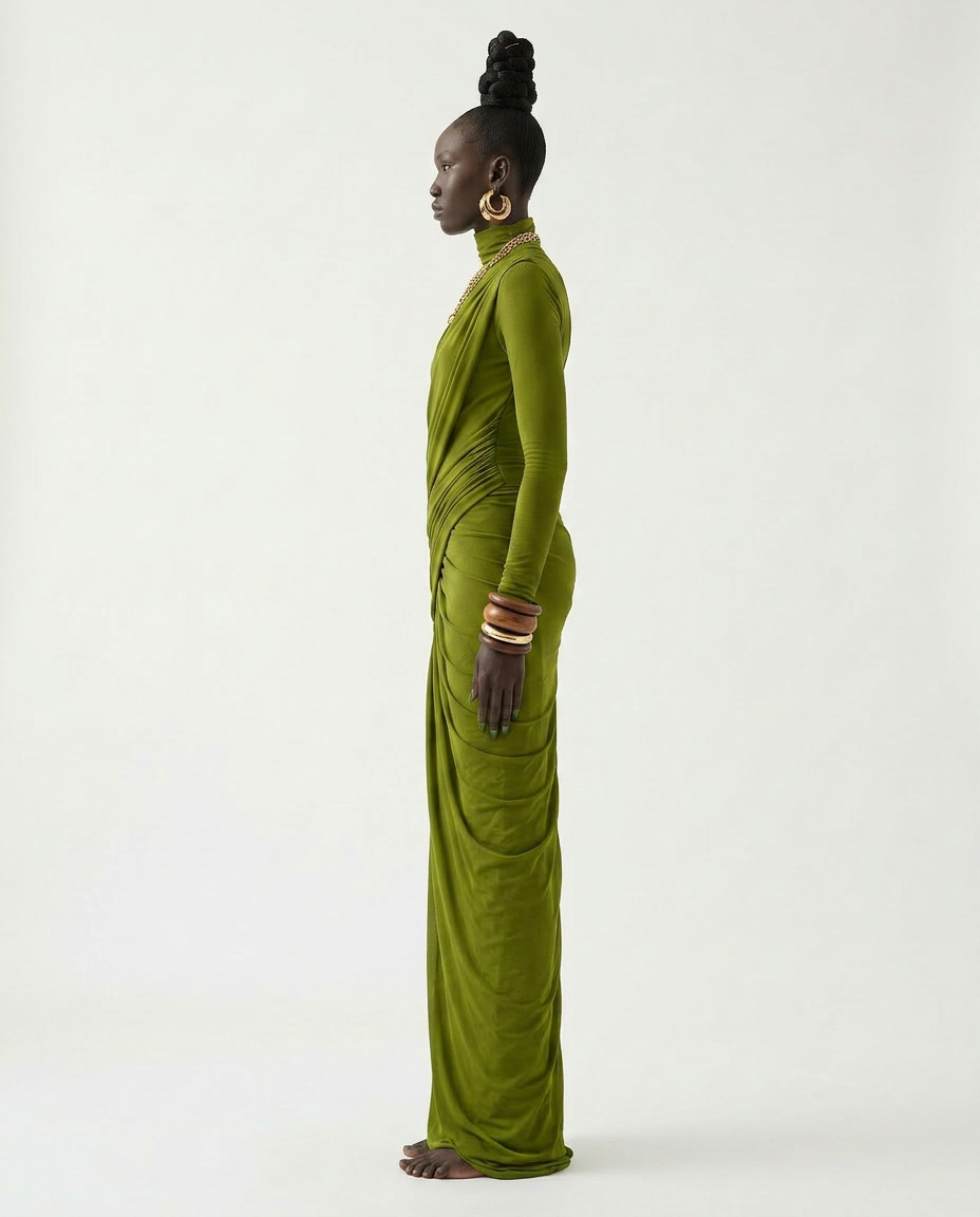 The Joanna Asymmetric Draped Maxi Gown